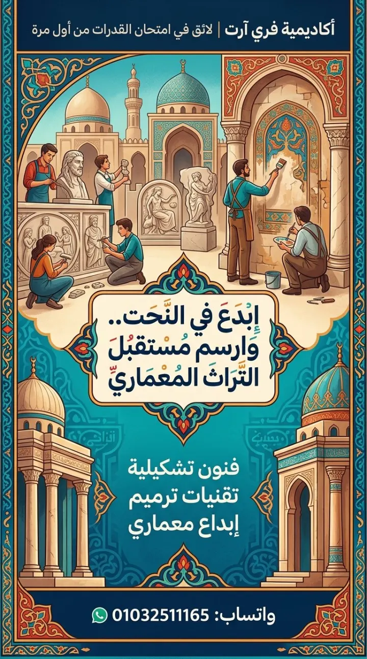 النحت والترميم المعماري فنون تطبيقية 2026 - فري آرت أكاديمية القدرات