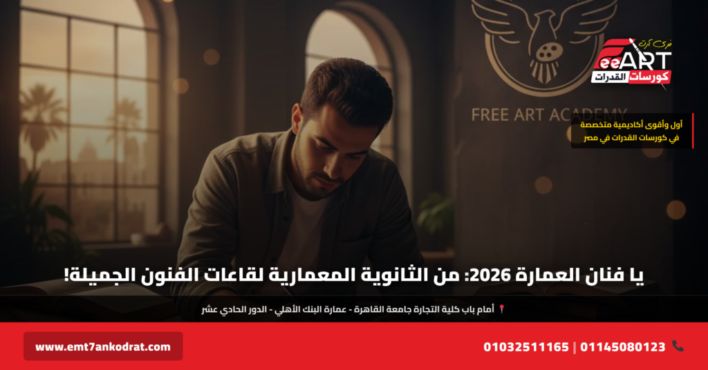 قدرات فنون جميلة عمارة 2026 لطلاب الثانوية المعمارية - فري آرت أكاديمية القدرات